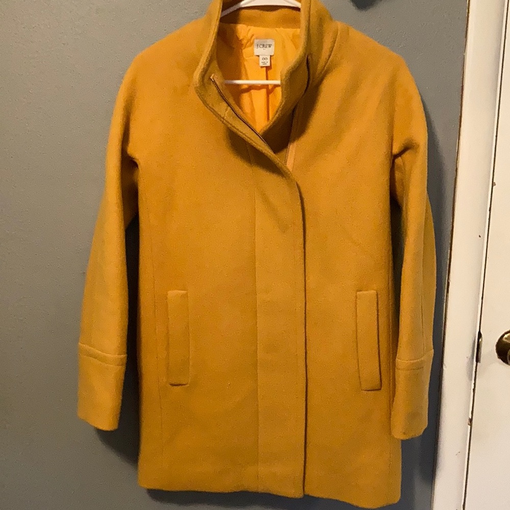 J Crew Factory Classic City Coat pea jacket YELLOW women’s sz 00
